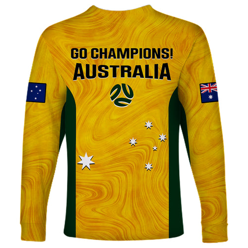 australia-soccer-long-sleeve-shirt-gold-matildas-world-cup-2023-go-champions
