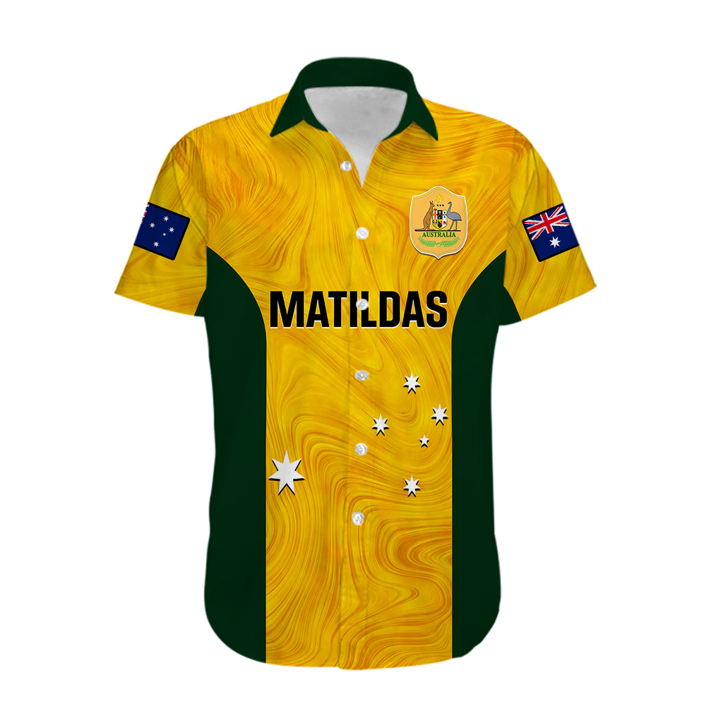 personalised-australia-soccer-hawaiian-shirt-gold-matildas-world-cup-2023-go-champions