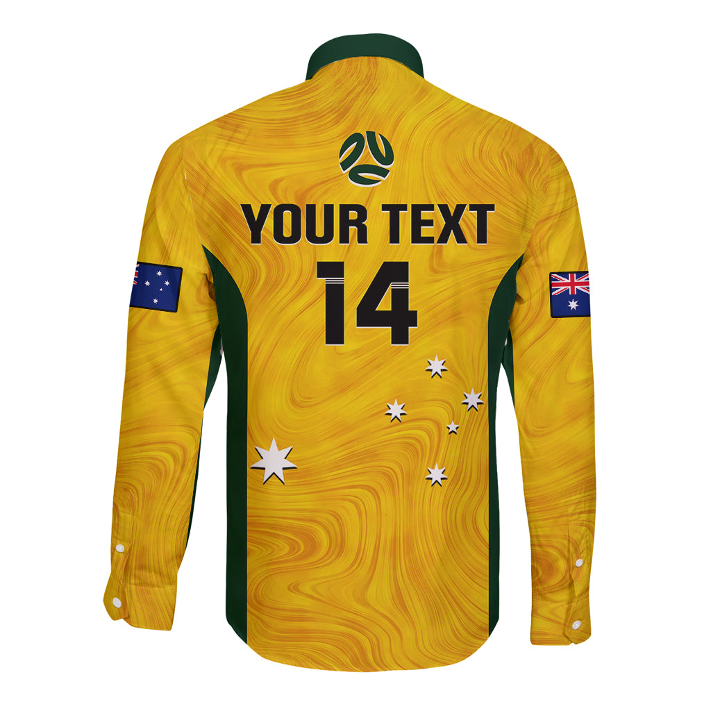 personalised-australia-soccer-long-sleeve-button-shirt-gold-matildas-world-cup-2023-go-champions