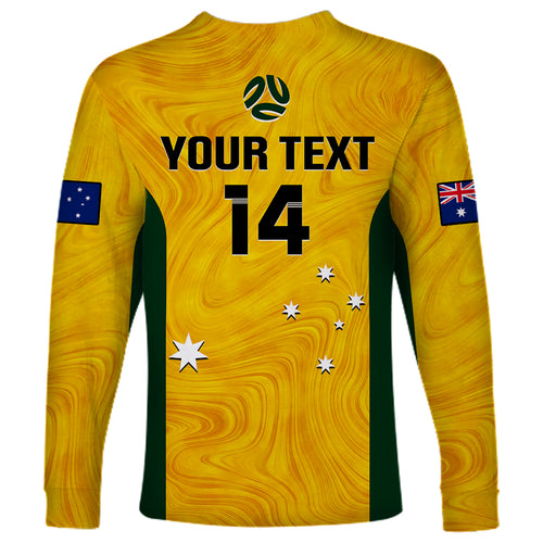 personalised-australia-soccer-long-sleeve-shirt-gold-matildas-world-cup-2023-go-champions
