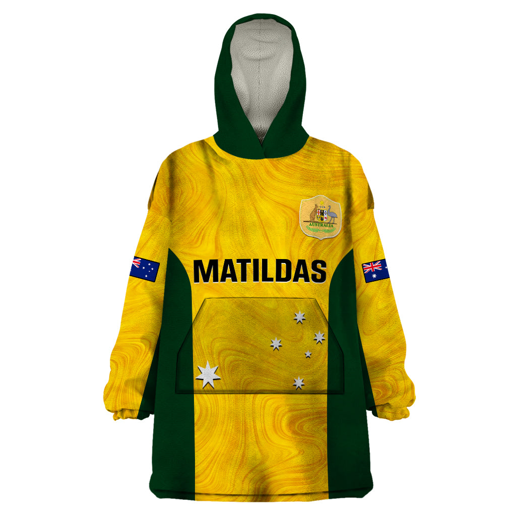 personalised-australia-soccer-wearable-blanket-hoodie-gold-matildas-world-cup-2023-go-champions