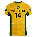 personalised-australia-soccer-women-v-neck-t-shirt-gold-matildas-world-cup-2023-go-champions