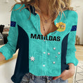Australia Soccer Women Casual Shirt Turquoise Matildas World Cup 2023 Go Champions LT14