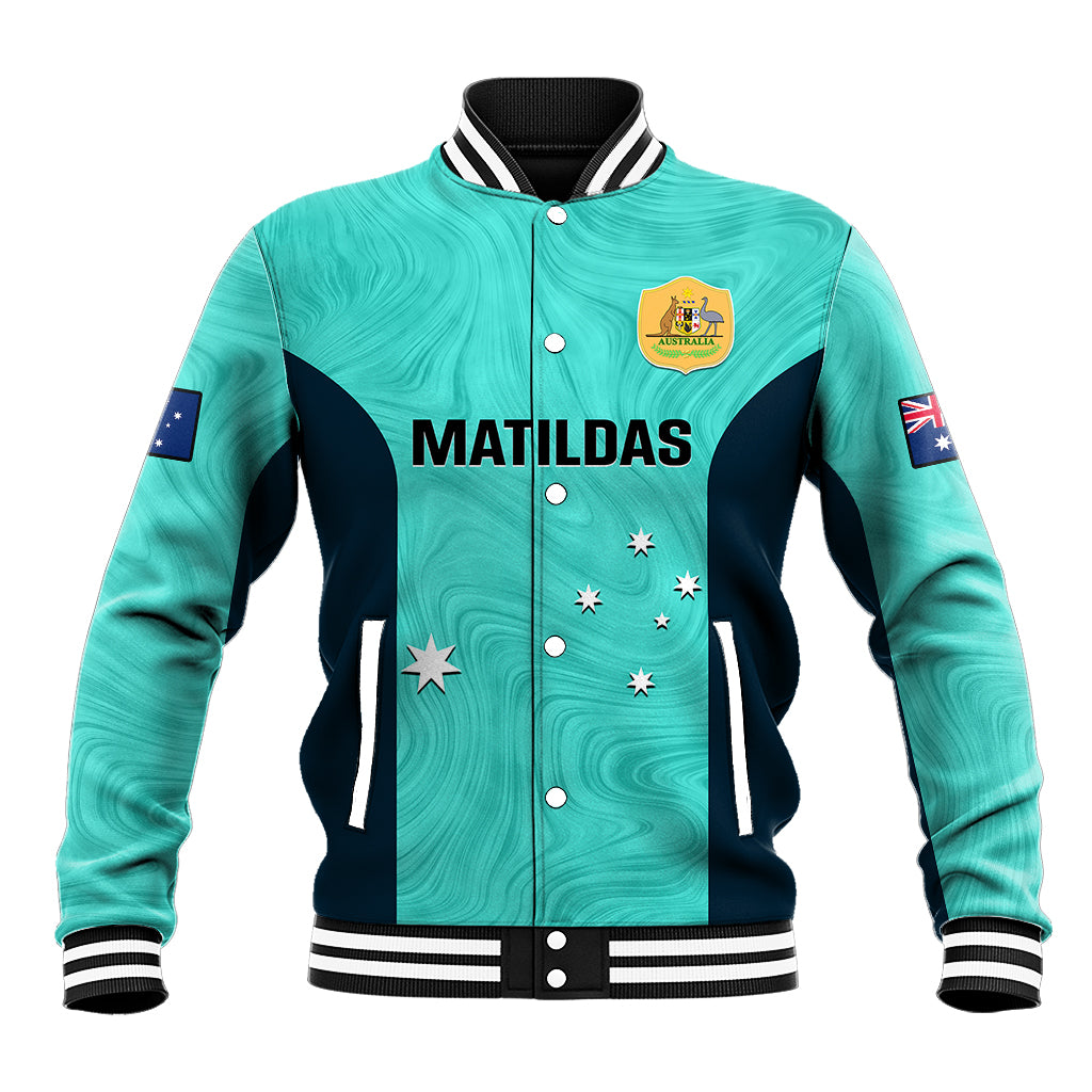 personalised-australia-soccer-baseball-jacket-turquoise-matildas-world-cup-2023-go-champions