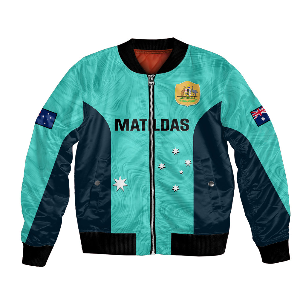 personalised-australia-soccer-bomber-jacket-turquoise-matildas-world-cup-2023-go-champions