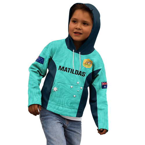 personalised-australia-soccer-kid-hoodie-turquoise-matildas-world-cup-2023-go-champions