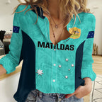 Personalised Australia Soccer Women Casual Shirt Turquoise Matildas World Cup 2023 Go Champions LT14