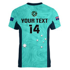 personalised-australia-soccer-women-v-neck-t-shirt-turquoise-matildas-world-cup-2023-go-champions