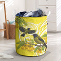 Bellbird New Zealand Laundry Basket Korimako Kowhai Maori Pattern