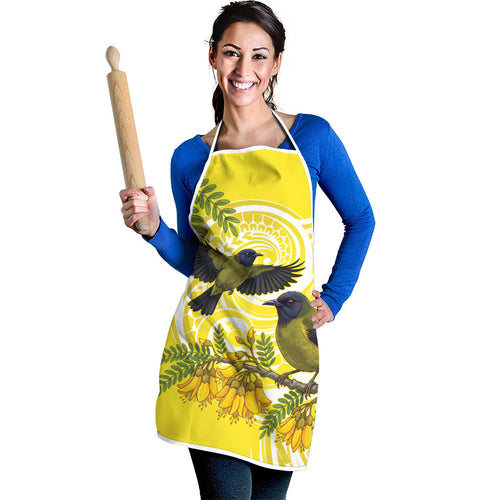 Bellbird New Zealand Apron Korimako Kowhai Maori Pattern