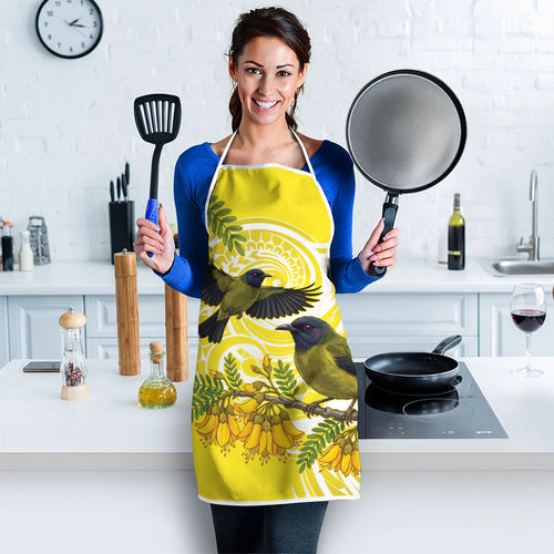 Bellbird New Zealand Apron Korimako Kowhai Maori Pattern