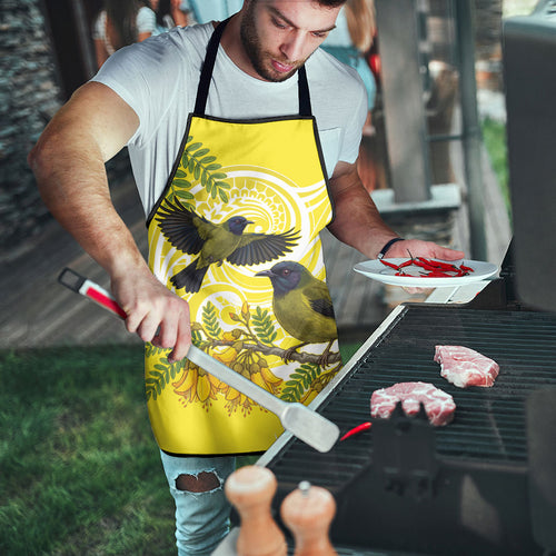 Bellbird New Zealand Apron Korimako Kowhai Maori Pattern