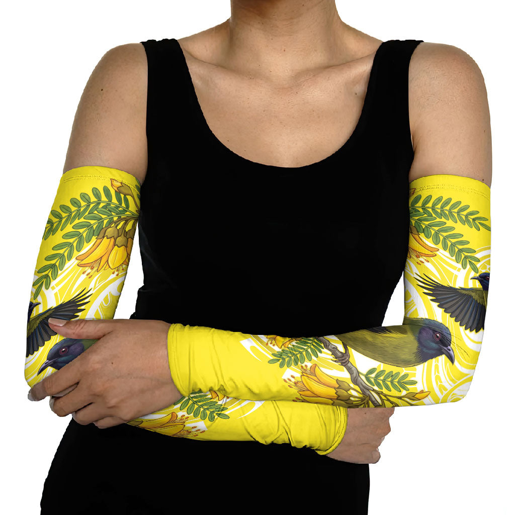 Bellbird New Zealand Arm Sleeves Korimako Kowhai Maori Pattern