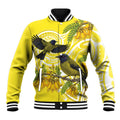 Bellbird New Zealand Baseball Jacket Korimako Kowhai Maori Pattern