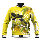 Bellbird New Zealand Baseball Jacket Korimako Kowhai Maori Pattern