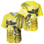 Bellbird New Zealand Baseball Jersey Korimako Kowhai Maori Pattern