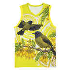 Bellbird New Zealand Basketball Jersey Korimako Kowhai Maori Pattern