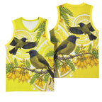 Bellbird New Zealand Basketball Jersey Korimako Kowhai Maori Pattern