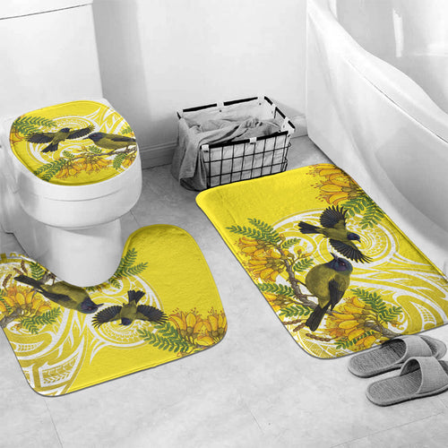 Bellbird New Zealand Bathroom Set Korimako Kowhai Maori Pattern