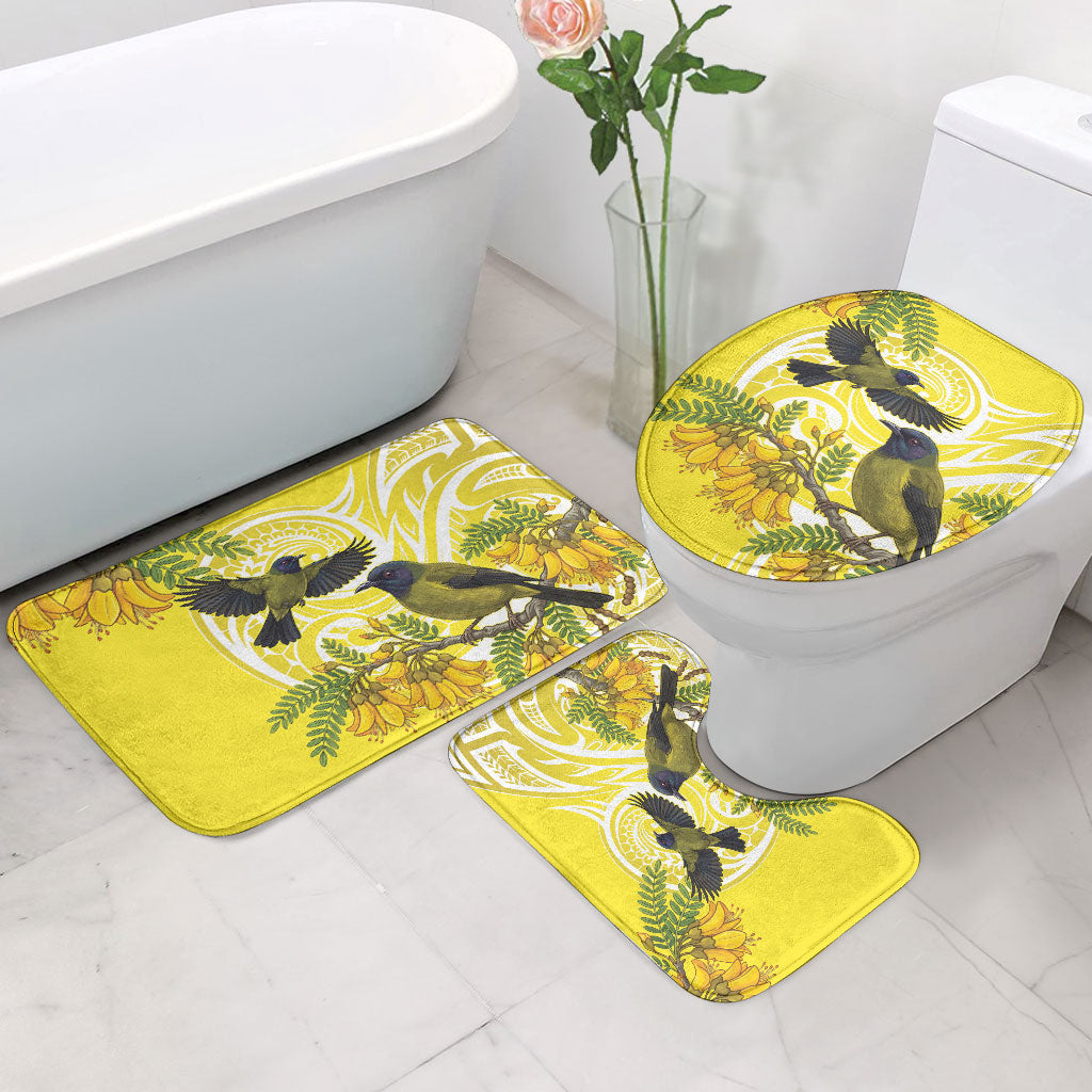 Bellbird New Zealand Bathroom Set Korimako Kowhai Maori Pattern