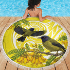 Bellbird New Zealand Beach Blanket Korimako Kowhai Maori Pattern