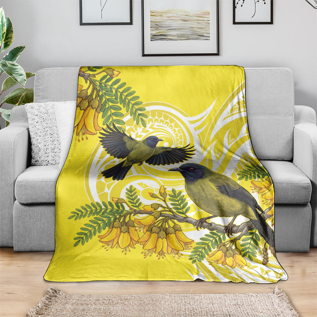 Bellbird New Zealand Blanket Korimako Kowhai Maori Pattern