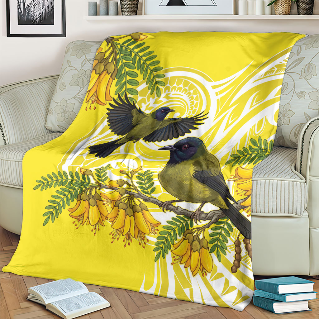 Bellbird New Zealand Blanket Korimako Kowhai Maori Pattern