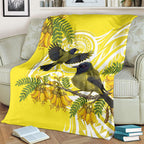 Bellbird New Zealand Blanket Korimako Kowhai Maori Pattern