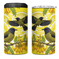 Bellbird New Zealand 4 in 1 Can Cooler Tumbler Korimako Kowhai Maori Pattern