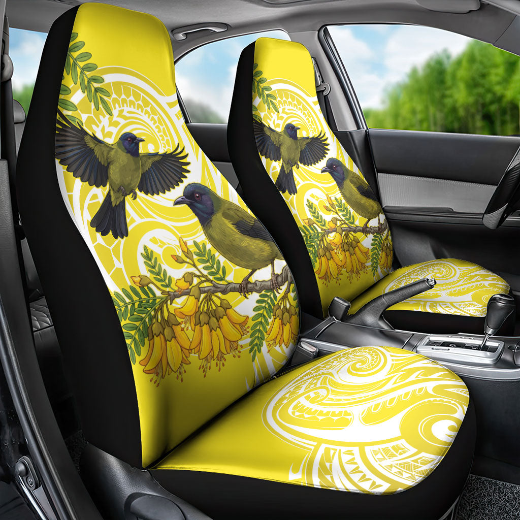 Bellbird New Zealand Car Seat Cover Korimako Kowhai Maori Pattern
