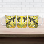 Bellbird New Zealand Ceramic Mug Korimako Kowhai Maori Pattern