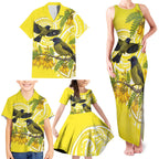 Bellbird New Zealand Family Matching Tank Maxi Dress and Hawaiian Shirt Korimako Kowhai Maori Pattern