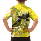 Bellbird New Zealand Family Matching Tank Maxi Dress and Hawaiian Shirt Korimako Kowhai Maori Pattern