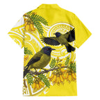 Bellbird New Zealand Family Matching Tank Maxi Dress and Hawaiian Shirt Korimako Kowhai Maori Pattern