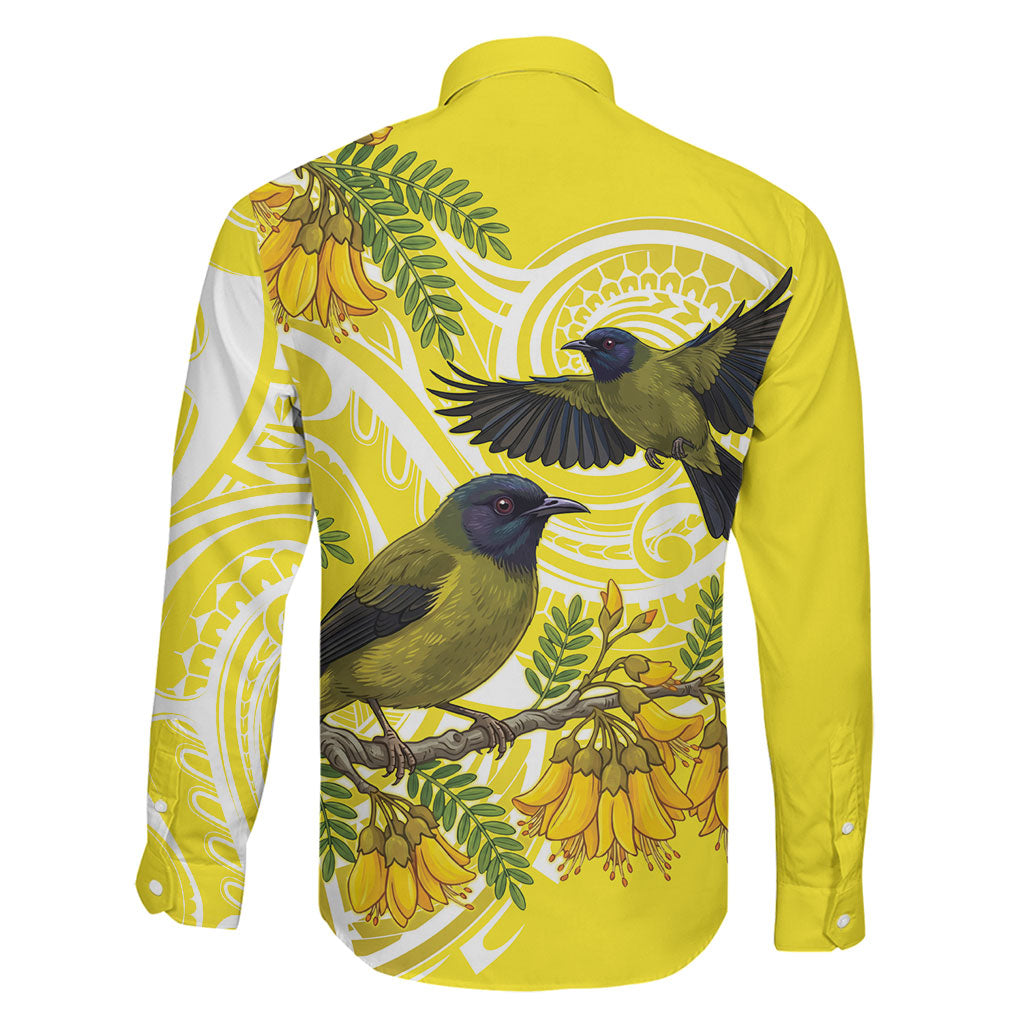 Bellbird New Zealand Family Matching Tank Maxi Dress and Hawaiian Shirt Korimako Kowhai Maori Pattern