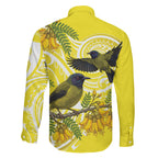 Bellbird New Zealand Family Matching Tank Maxi Dress and Hawaiian Shirt Korimako Kowhai Maori Pattern