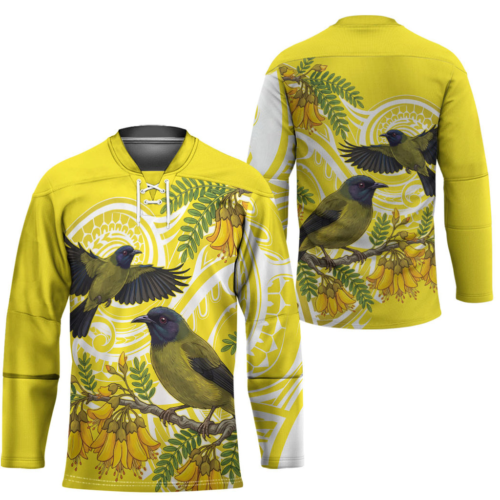 Bellbird New Zealand Hockey Jersey Korimako Kowhai Maori Pattern