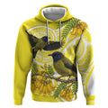 Bellbird New Zealand Hoodie Korimako Kowhai Maori Pattern