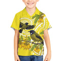 Bellbird New Zealand Kid Hawaiian Shirt Korimako Kowhai Maori Pattern