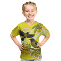 Bellbird New Zealand Kid T Shirt Korimako Kowhai Maori Pattern