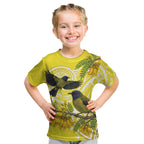 Bellbird New Zealand Kid T Shirt Korimako Kowhai Maori Pattern