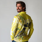 Bellbird New Zealand Long Sleeve Polo Shirt Korimako Kowhai Maori Pattern