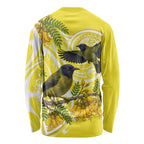 Bellbird New Zealand Long Sleeve Shirt Korimako Kowhai Maori Pattern