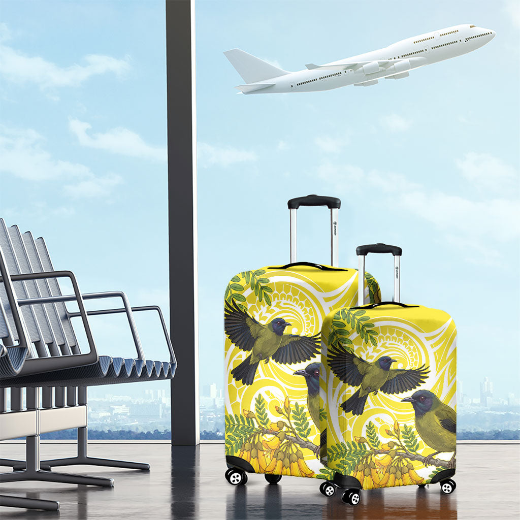 Bellbird New Zealand Luggage Cover Korimako Kowhai Maori Pattern