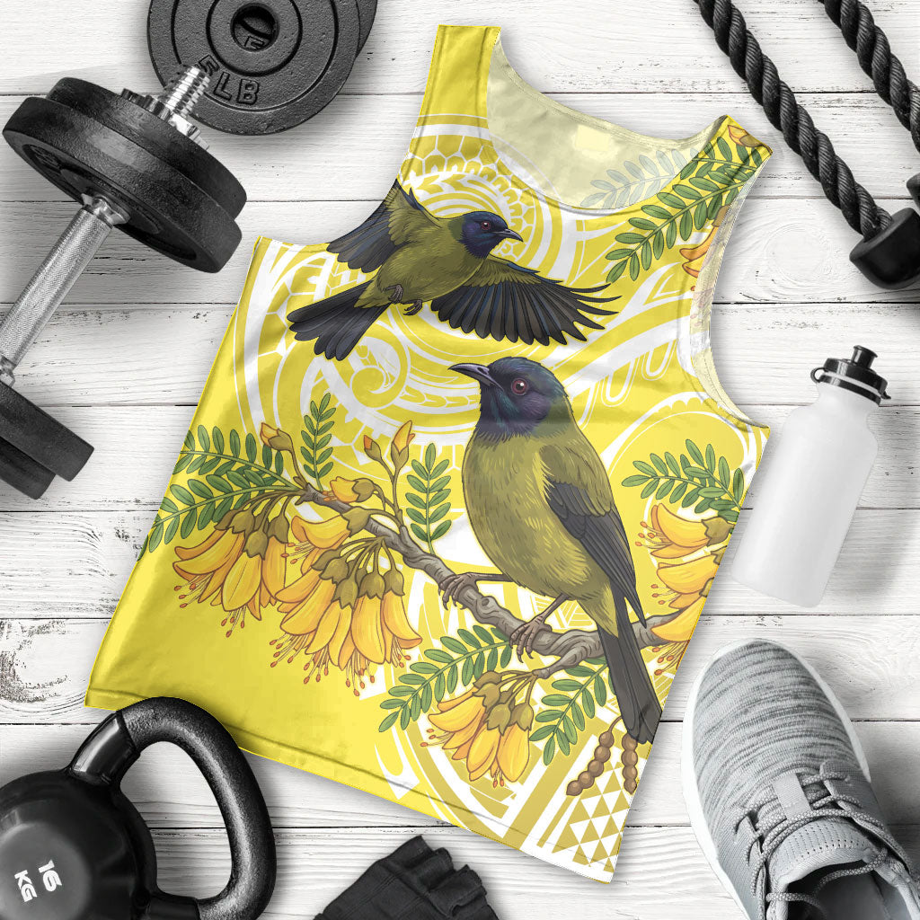 Bellbird New Zealand Men Tank Top Korimako Kowhai Maori Pattern
