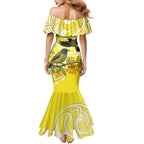 Bellbird New Zealand Mermaid Dress Korimako Kowhai Maori Pattern
