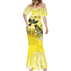 Bellbird New Zealand Mermaid Dress Korimako Kowhai Maori Pattern