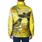 Bellbird New Zealand Padded Jacket Korimako Kowhai Maori Pattern
