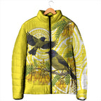 Bellbird New Zealand Padded Jacket Korimako Kowhai Maori Pattern