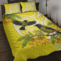 Bellbird New Zealand Quilt Bed Set Korimako Kowhai Maori Pattern